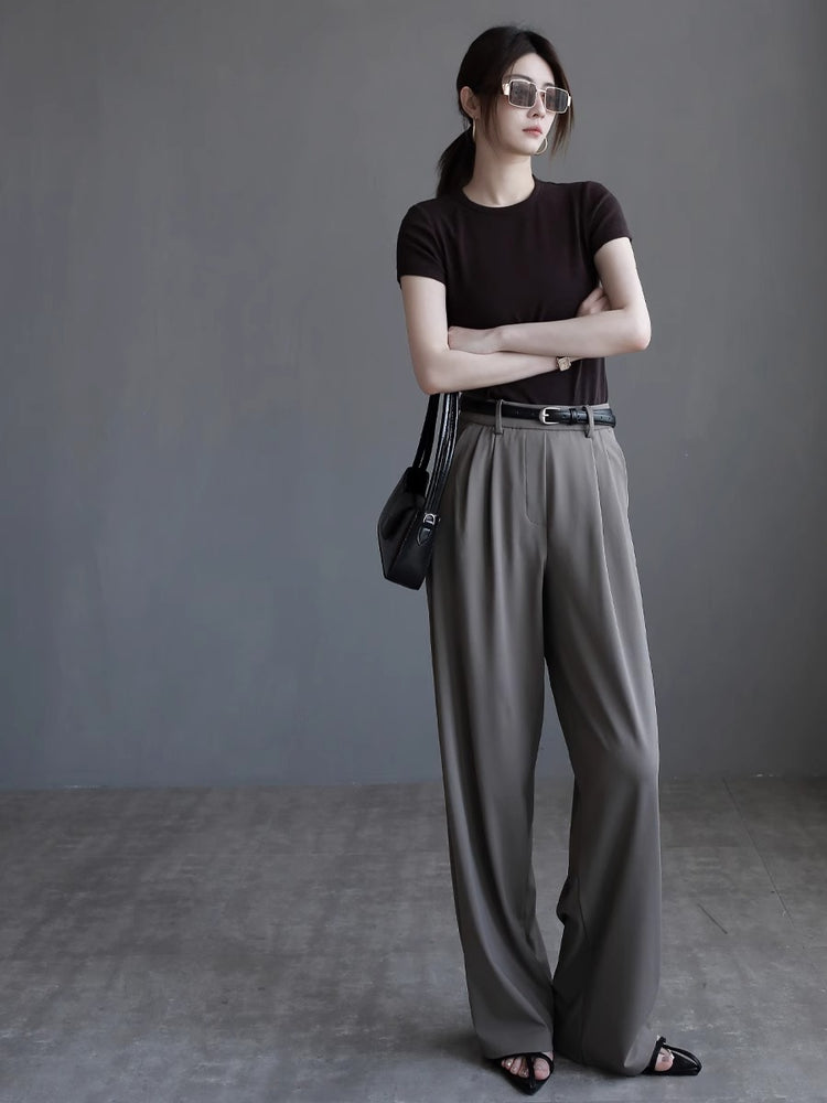 Slim Drape Straight Pants_BDHL7415
