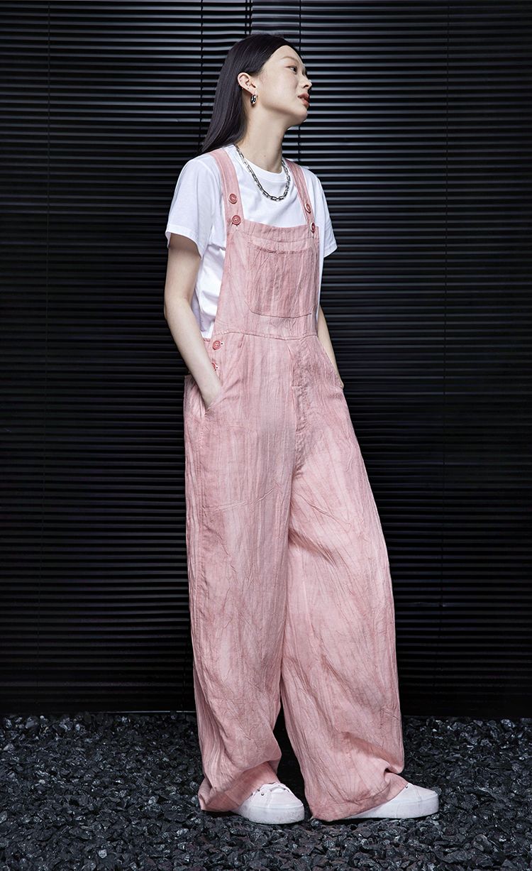 Retro Design Pink Thin Overalls_BDHL6025