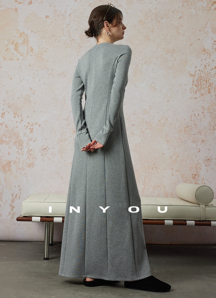 Tucked Slim Long Dress_BDHL6667