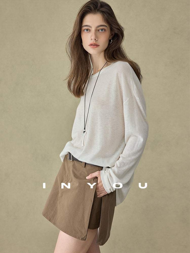 Round-Neck Loose-Fit Knit Tops_BDHL7752