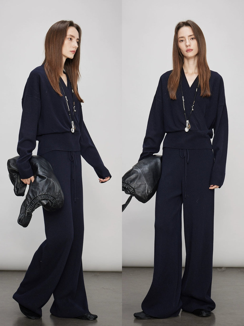 V-Neck Knit Tops Or Elasticated Waist Pants_BDHL7990