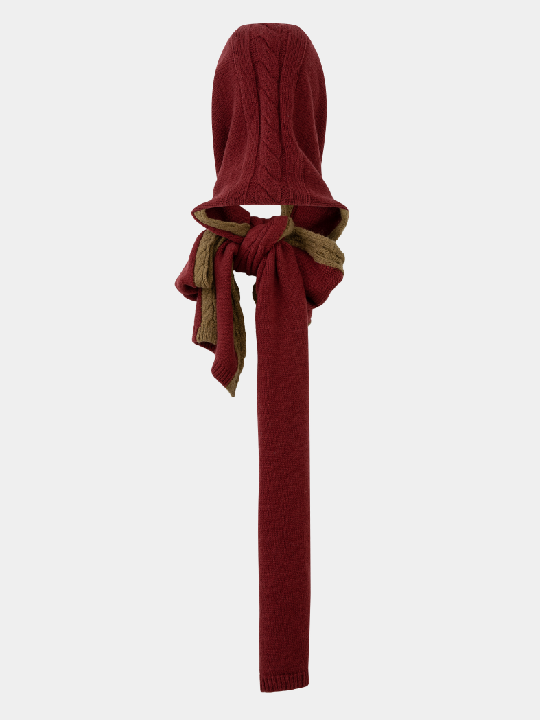 Contrast Color Hooded Scarf_BDHL6963