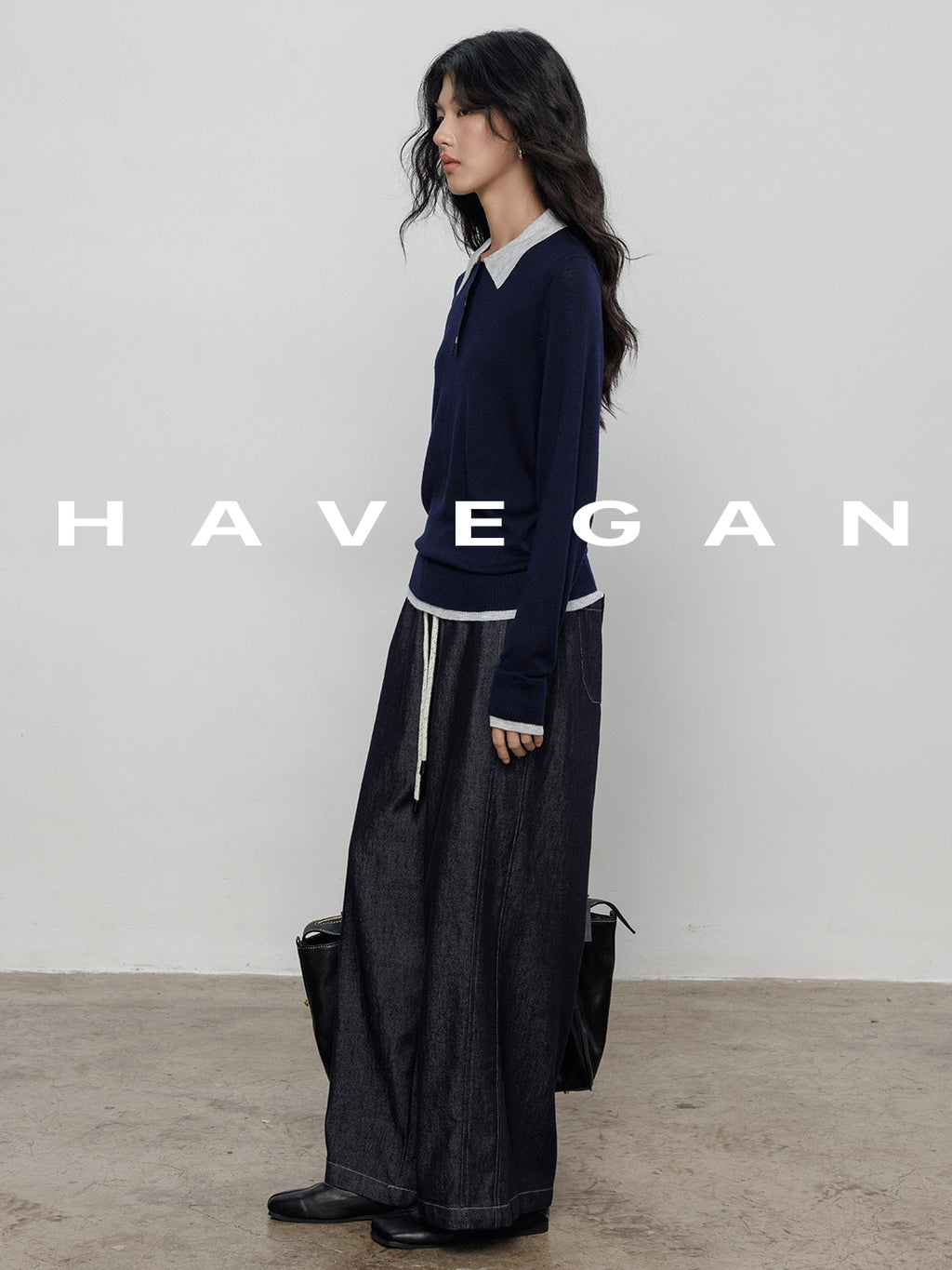 Wash-Finished Denim Wide-Leg Pants_BDHL7695