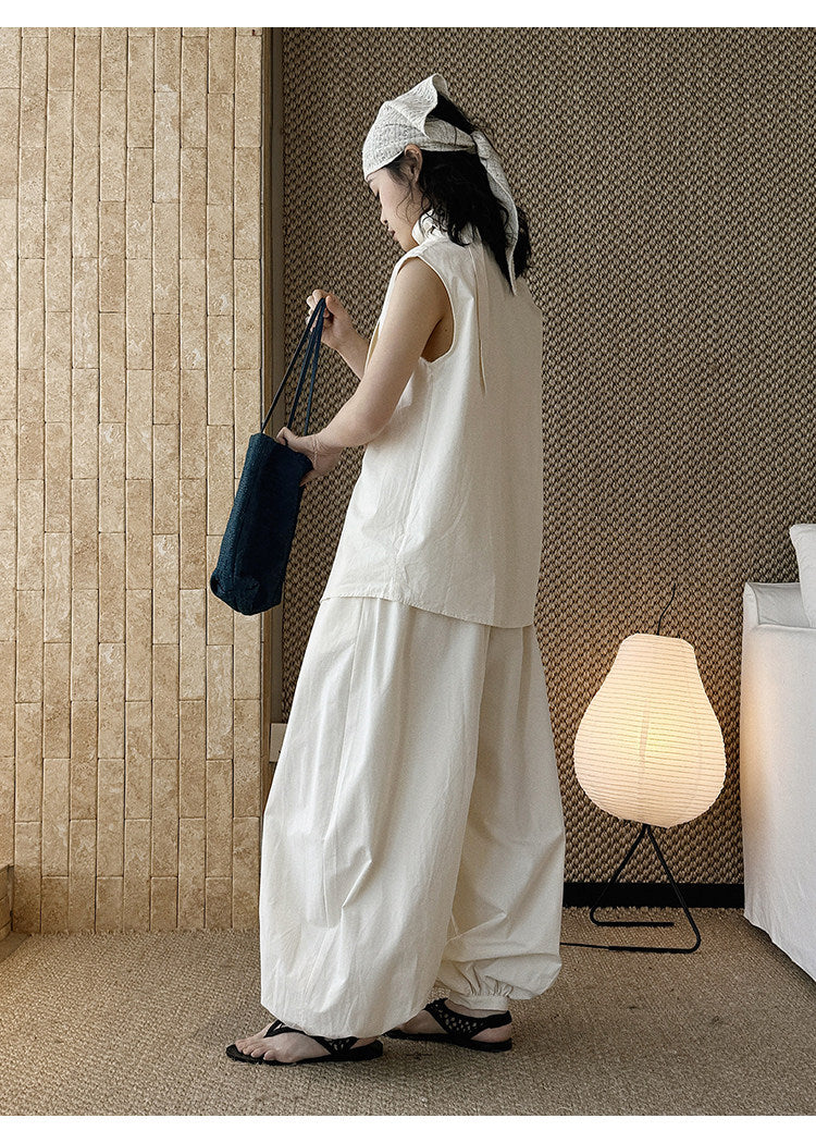 Cotton Linen High Waist Balloon Wide Leg Pants_BDHL8259