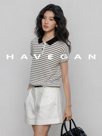 Polo Collar Border Tops_BDHL7232