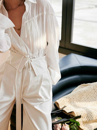 Relaxed Drawstring White Shirt_BDHL6011