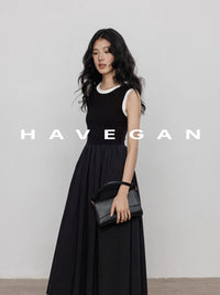 Contrast Color A-Line Dress_BDHL7368