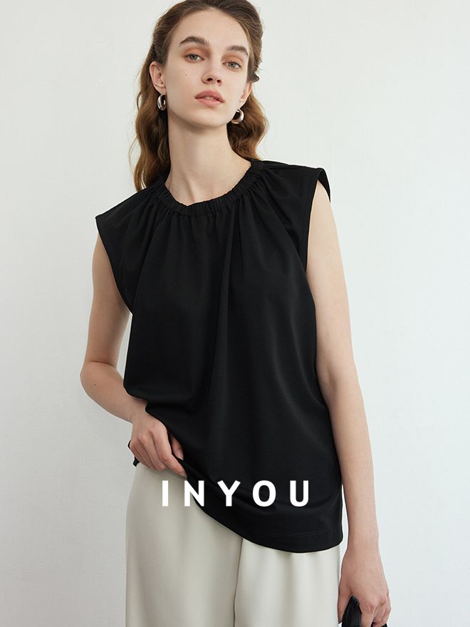 Press Pleated Sleeveless Tops_BDHL6144