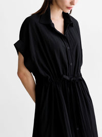 Loose-Fitting Waist Tie Slit Dress_BDHL7248