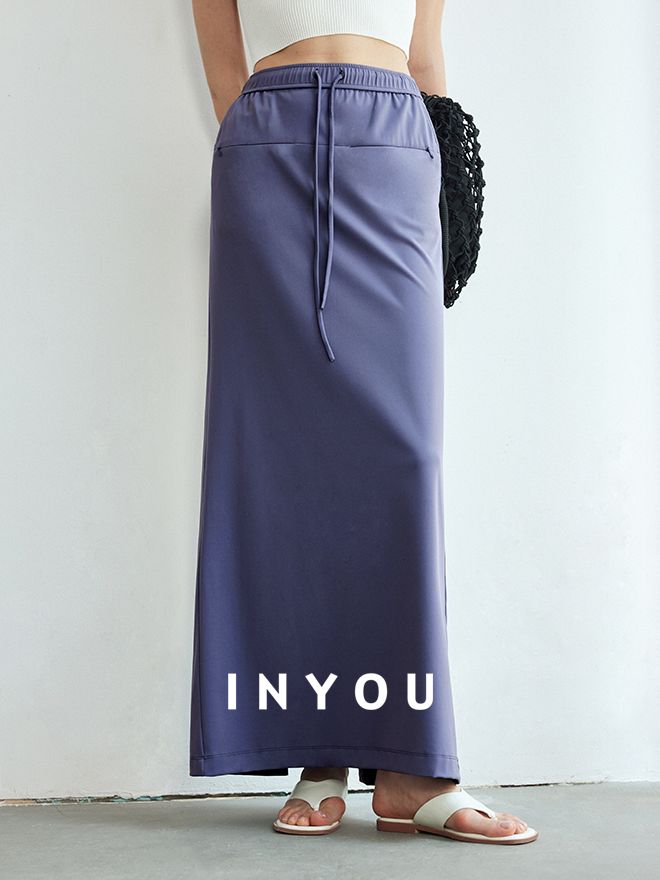 Back Slit Straight Long Skirt_BDHL6148