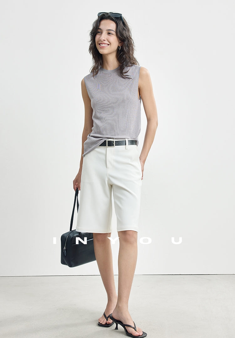Round Neck Slim Sleeveless Tops_BDHL7484