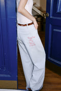 English Letter Print Straight Jeans_BDHL8233