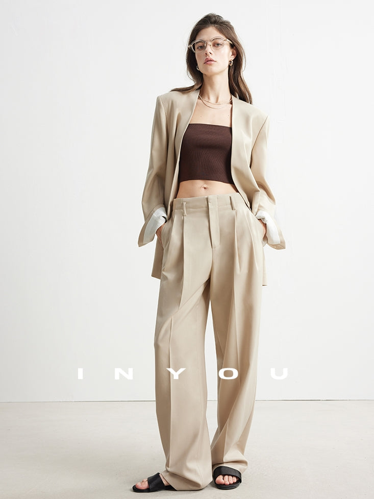 High Waist Tucked Straight Pants_BDHL6952