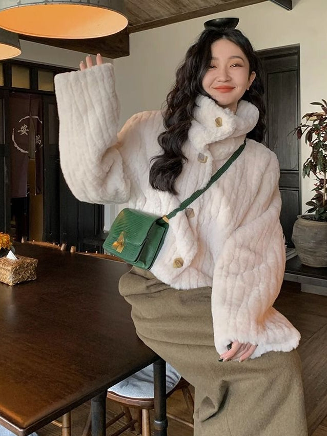 Stand-Collar Thick Short Coat_BDHL7822