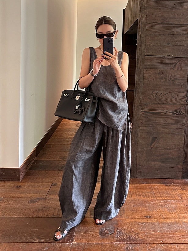 Loose Sleeveless Top Or Pants_BDHL7616