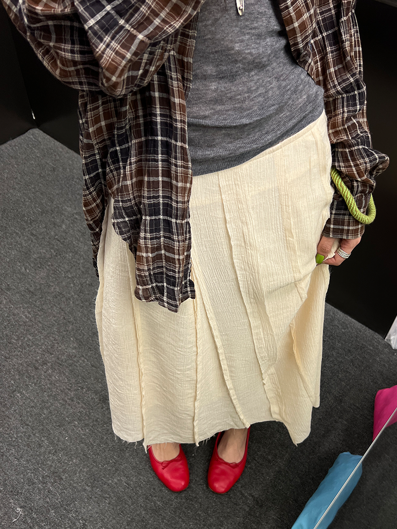 Splicing Draped A-Line Skirt_BDHL7542