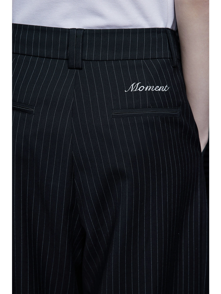 Black striped wide leg pants_BDHL7640