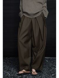 High-waisted drape wide-leg trousers_DI100380