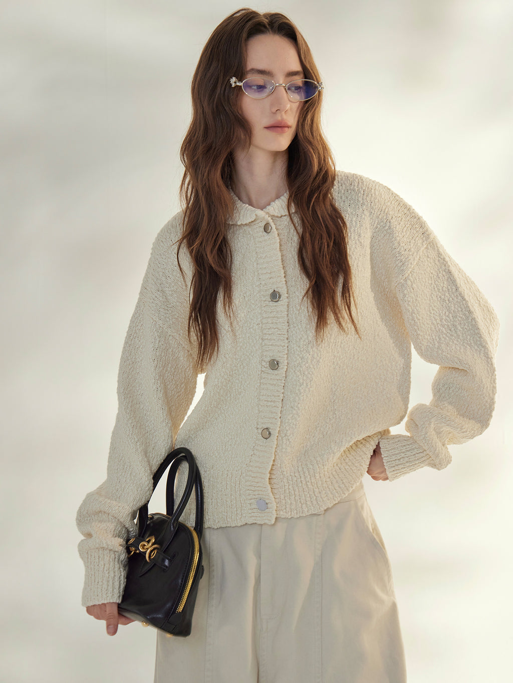 Retro Lapel Knit Cardigan_BDHL7690
