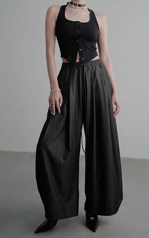 Elastic Waist Gathered Pants_BDHL7587