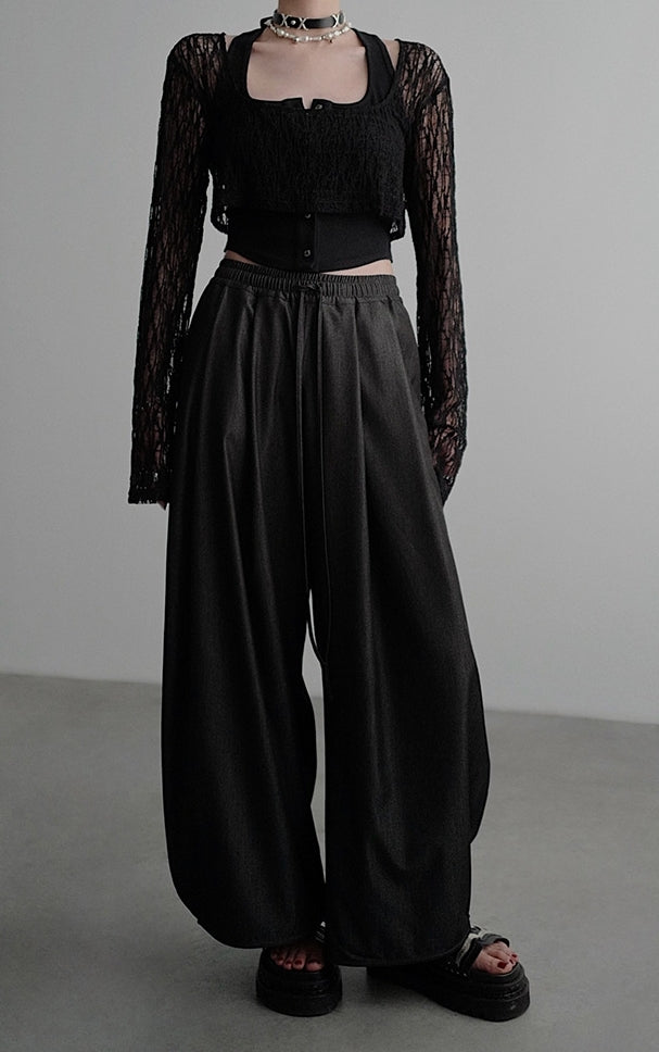 Elastic Waist Gathered Pants_BDHL7587