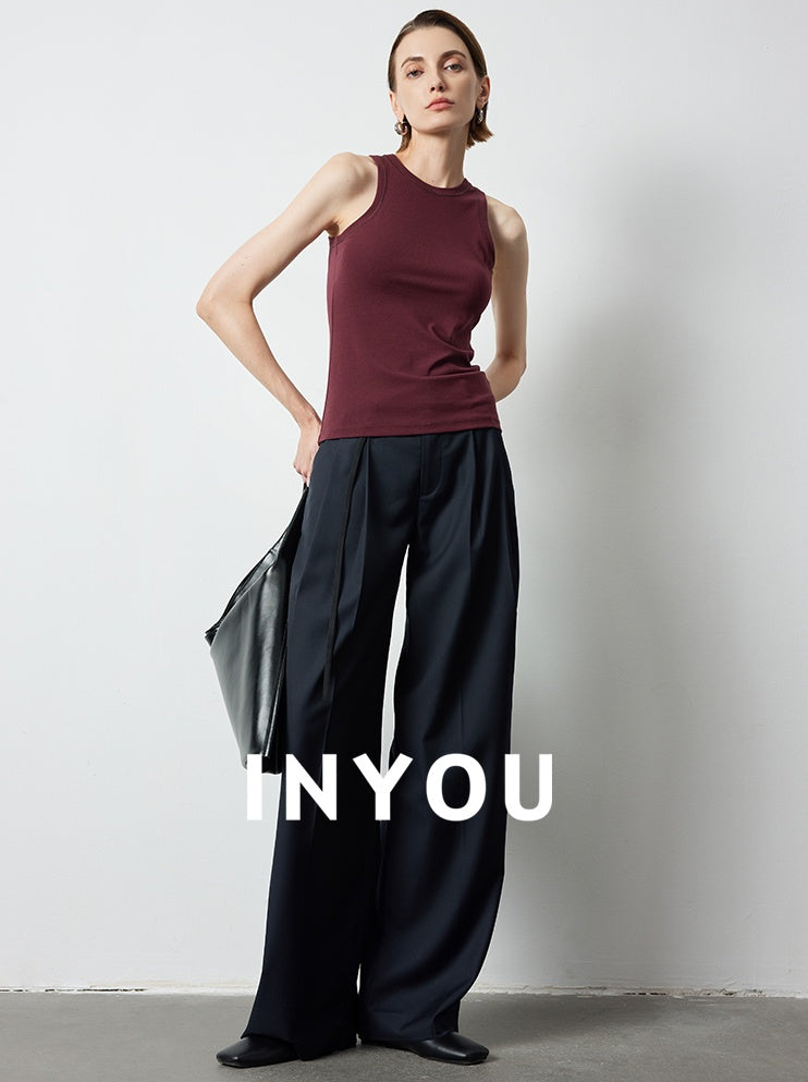 Straight Wide Pleated Pants_BDHL6389