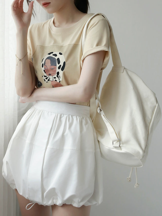 Flower Bud Style Drawstring Skirt_BDHL6084