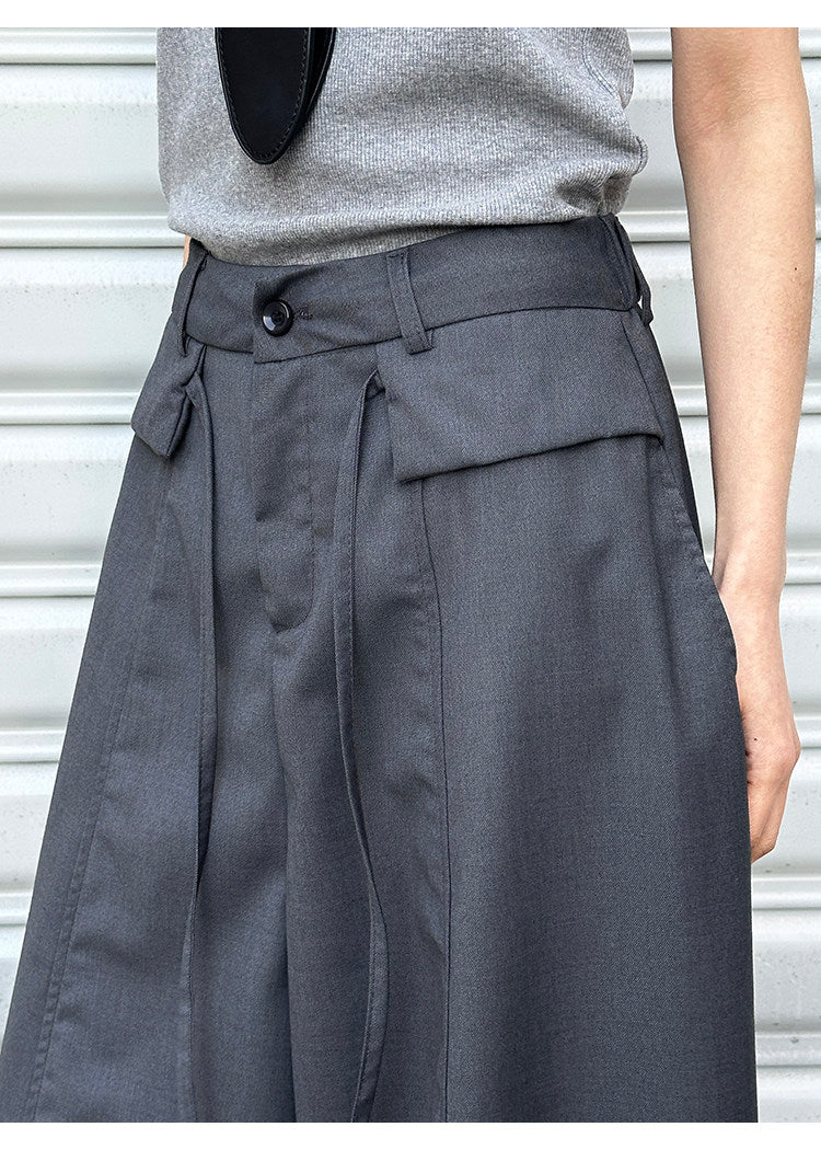 Double Layered Drawstring Wide Leg Drape Pants_BDHL8261