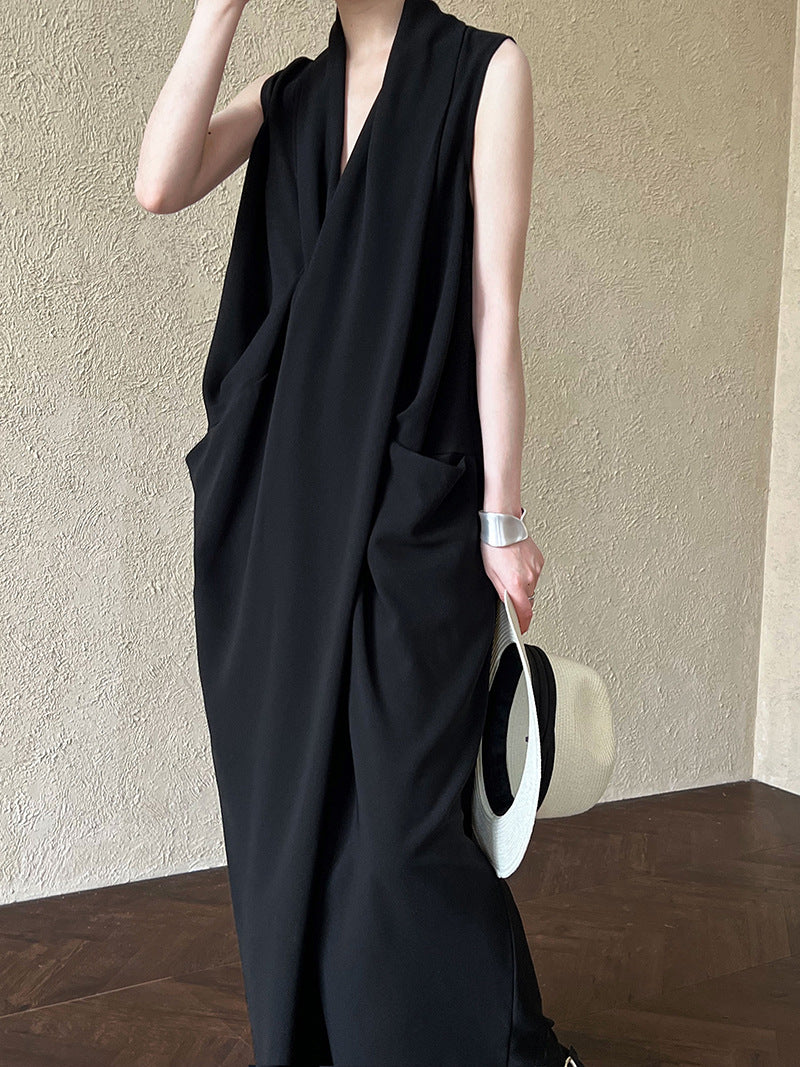V-Neck Draped Cross Dress_BDHL7558