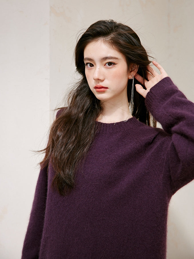 Purple Shoulder Cut-out Sweater_BDHL6746