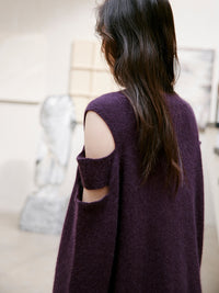 Purple Shoulder Cut-out Sweater_BDHL6746