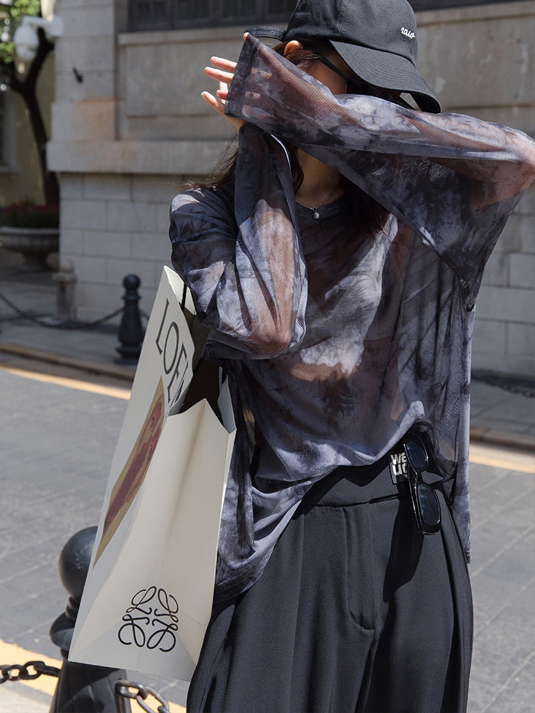 Thin Mesh Long-Sleeved Tops_BDHL7534
