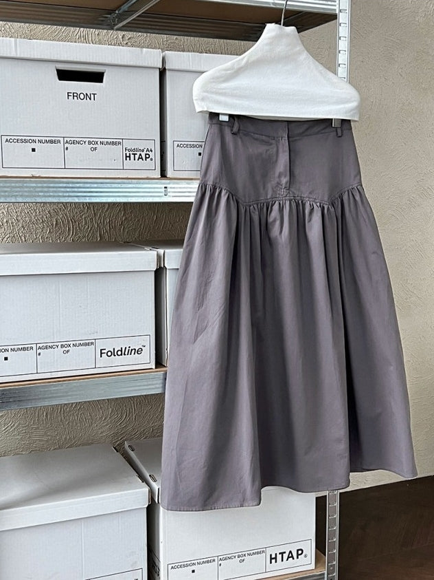 High-Waisted 3D Pleated Skirt_BDHL8043