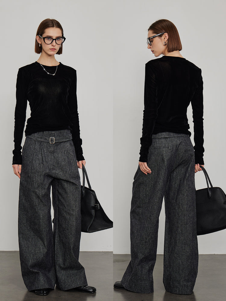 High-Waist Striped Tweed Pants_BDHL6443