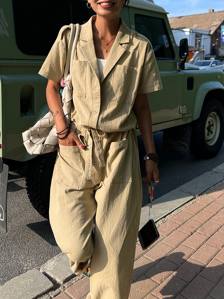 Short Sleeve Cargo Strap Jumpsuit_BDHL6263