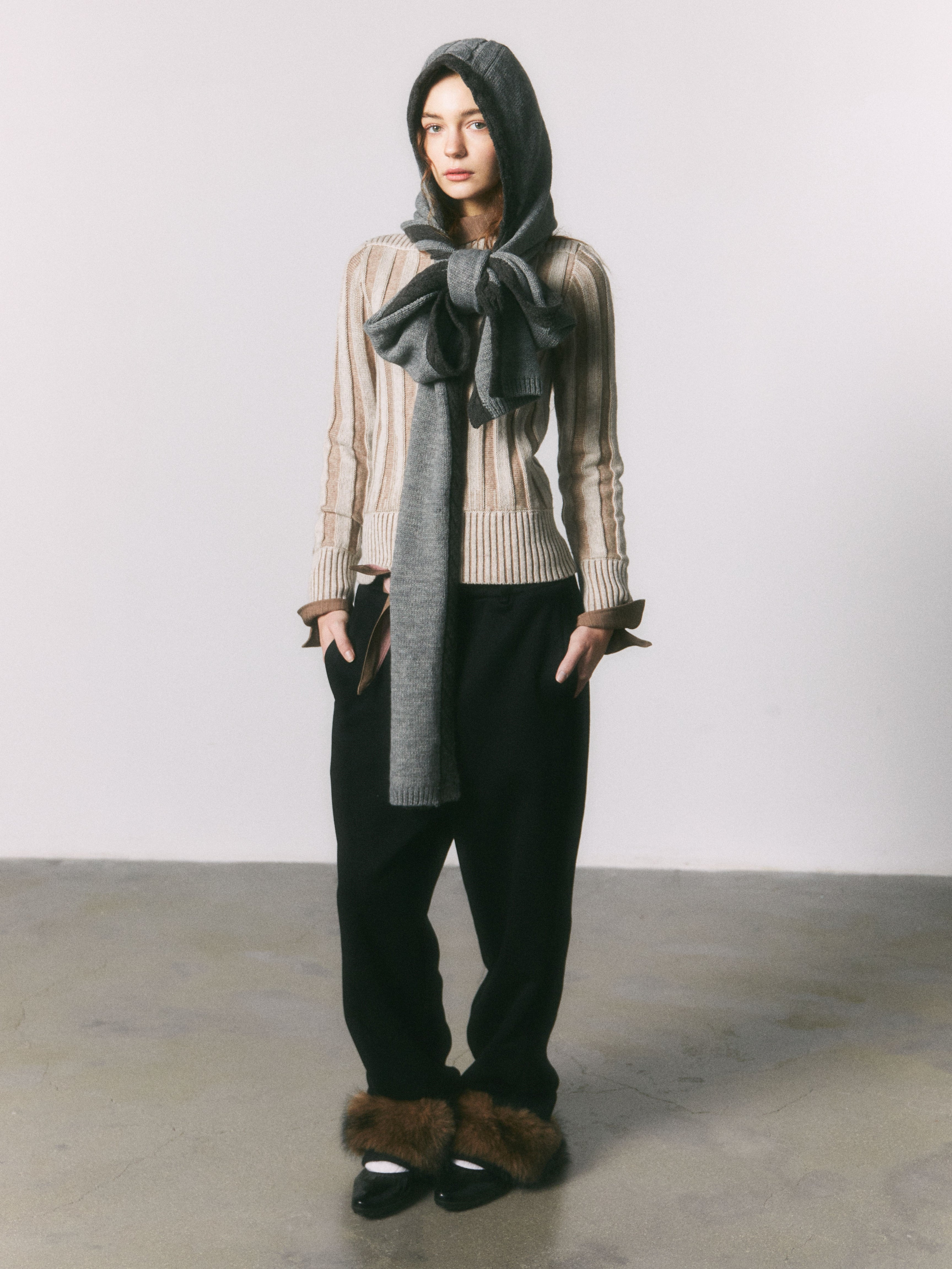 Contrast Colour Hooded Scarf_BDHL6963