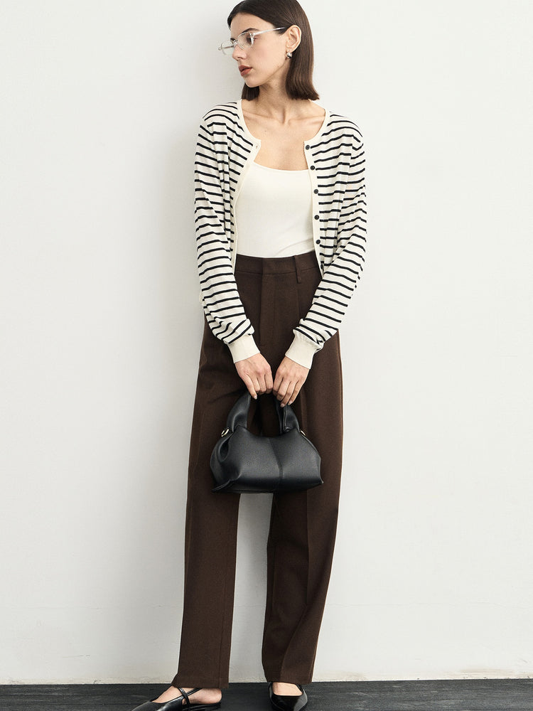 Stripe Round-Neck Cardigan_BDHL6621