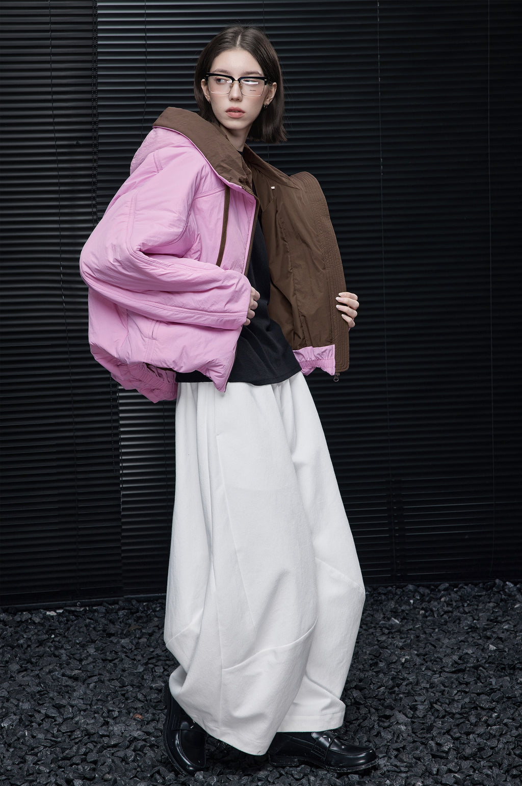 粉紅色撞色連帽夾克_BDHL8070