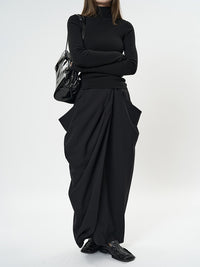 Irregular Pleated Long Skirt_BDHL6898