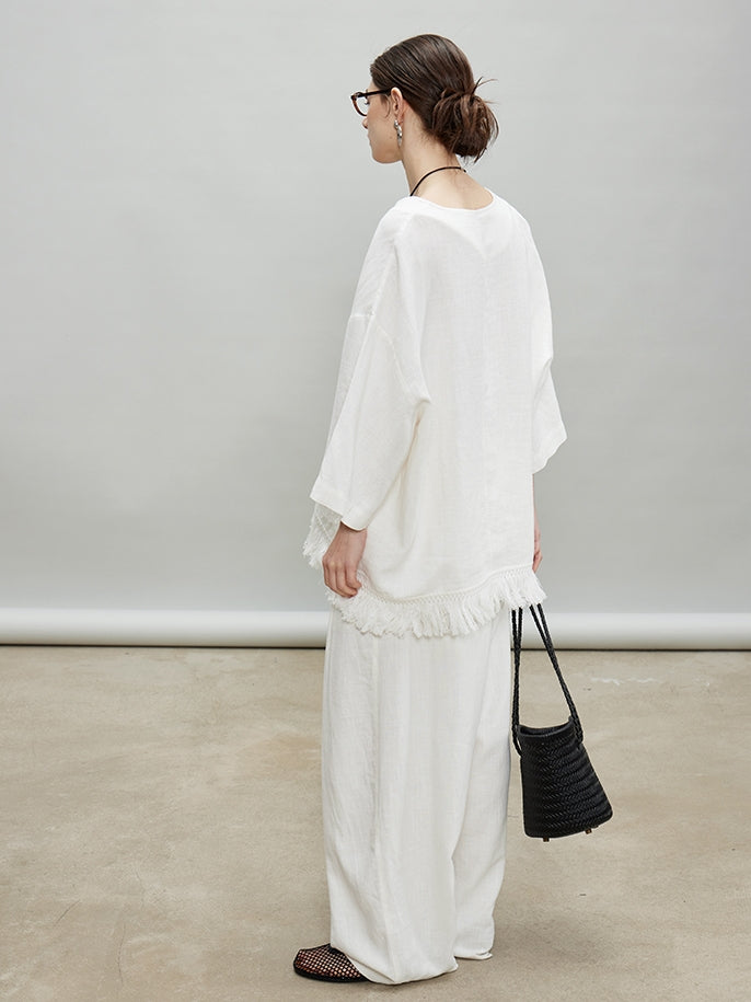 V-Neck Fringe Tops Or Tassel Wide Pants_BDHL7192