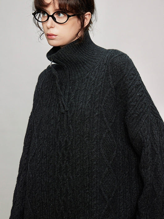 Stand Collar Half-Zip Tops_BDHL7936