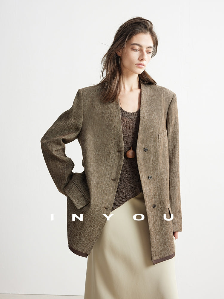 Collarless Suit Jacket_BDHL7132