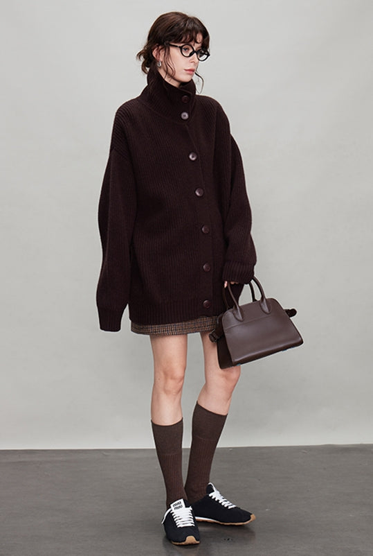 厚針織長版翻領開襟衫_BDHL7942