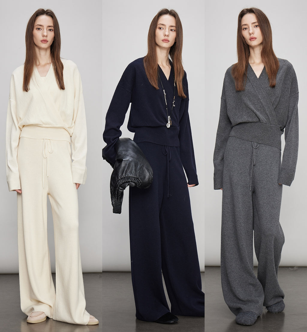 V-Neck Knit Tops Or Elasticated Waist Pants_BDHL7990