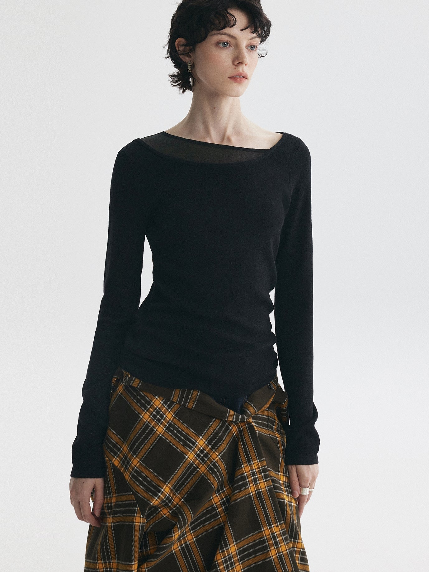Faux Two-Piece Sheer Tops_BDHL7732