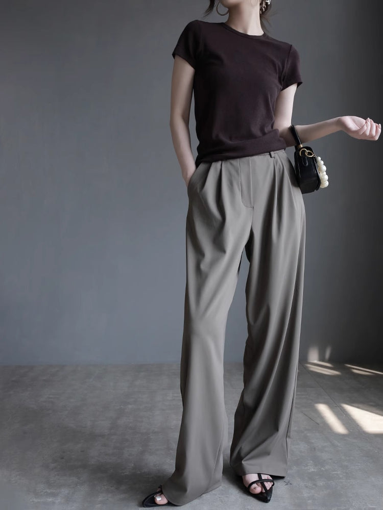 Slim Drape Straight Pants_BDHL7415