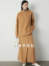 Hooded loose top and long skirt_BDHL5298