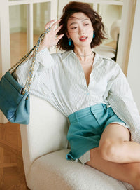 Loose Long Sleeved Striped Blouse_BDHL6010