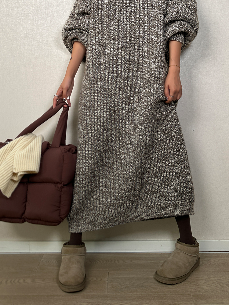 Loose Thick Knit Long Dress_BDHL6729