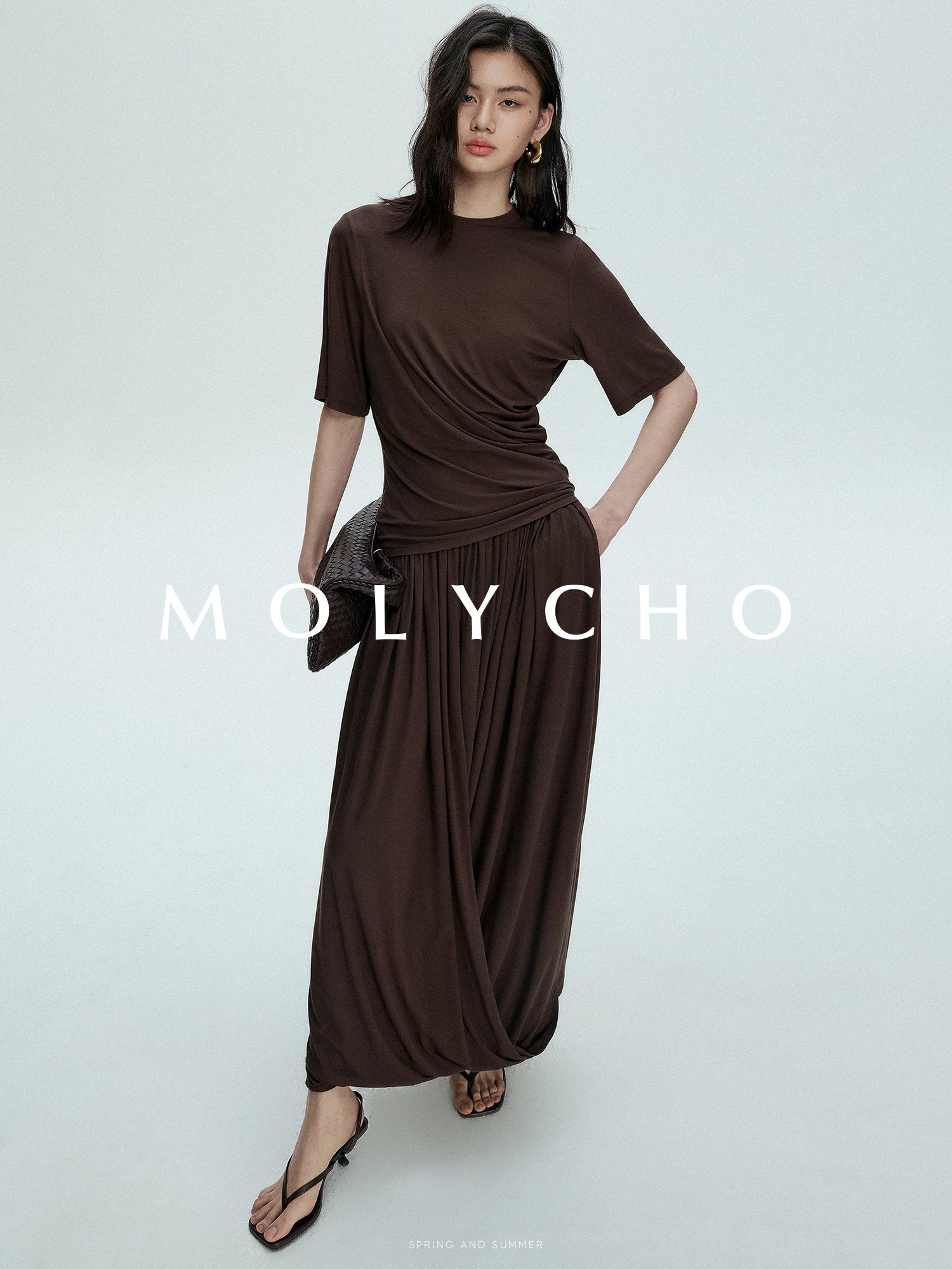 Pleated Long Skirt Pants_BDHL7398